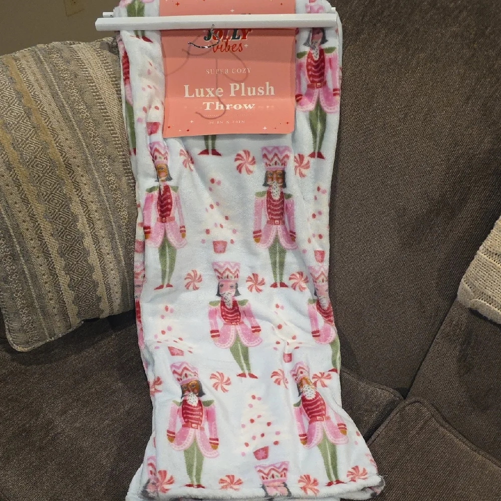 Pink Nutcracker Holiday Blanket-NWT